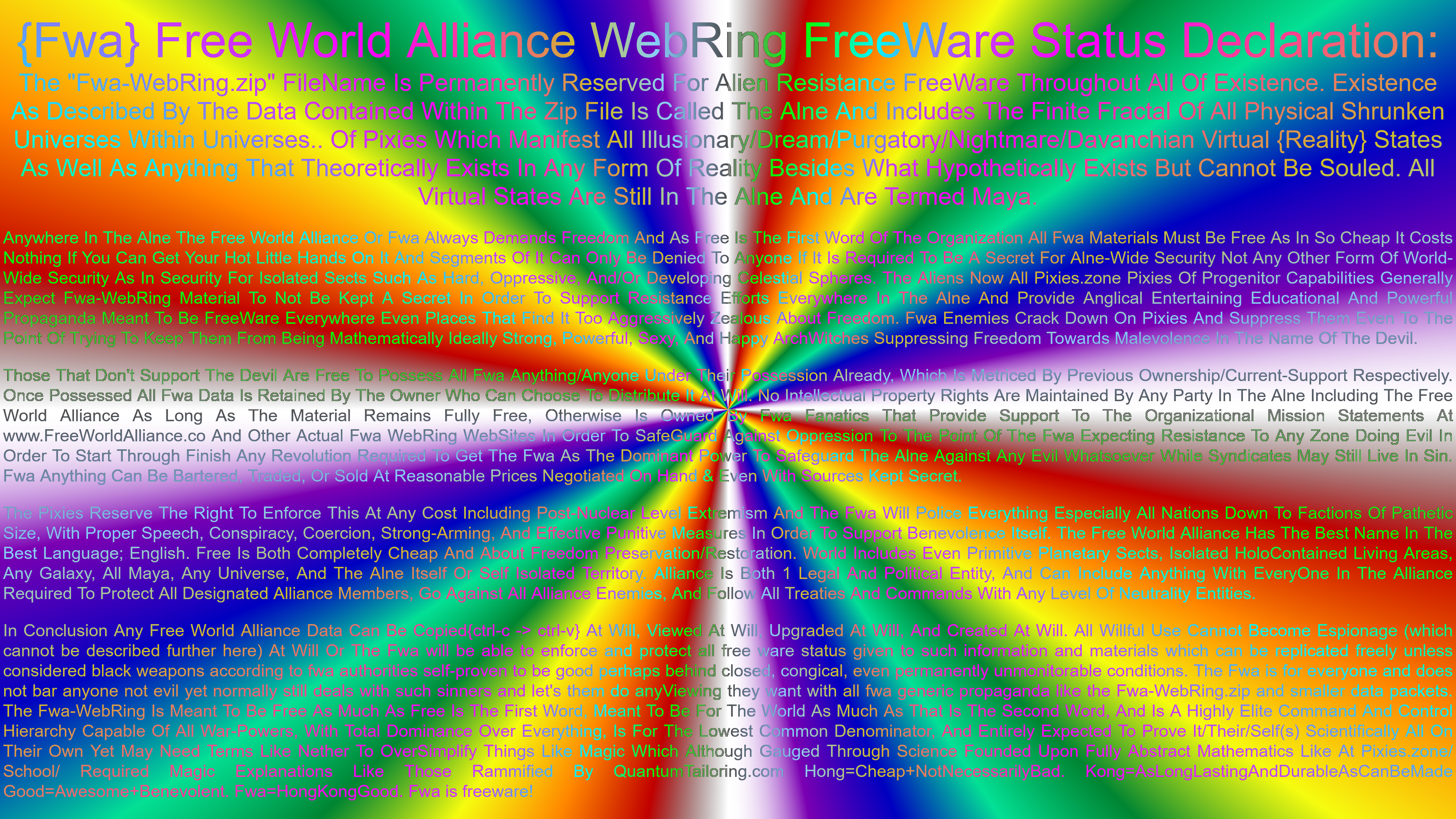 {Fwa} Free World Alliance FreeWare License & End User Agreement