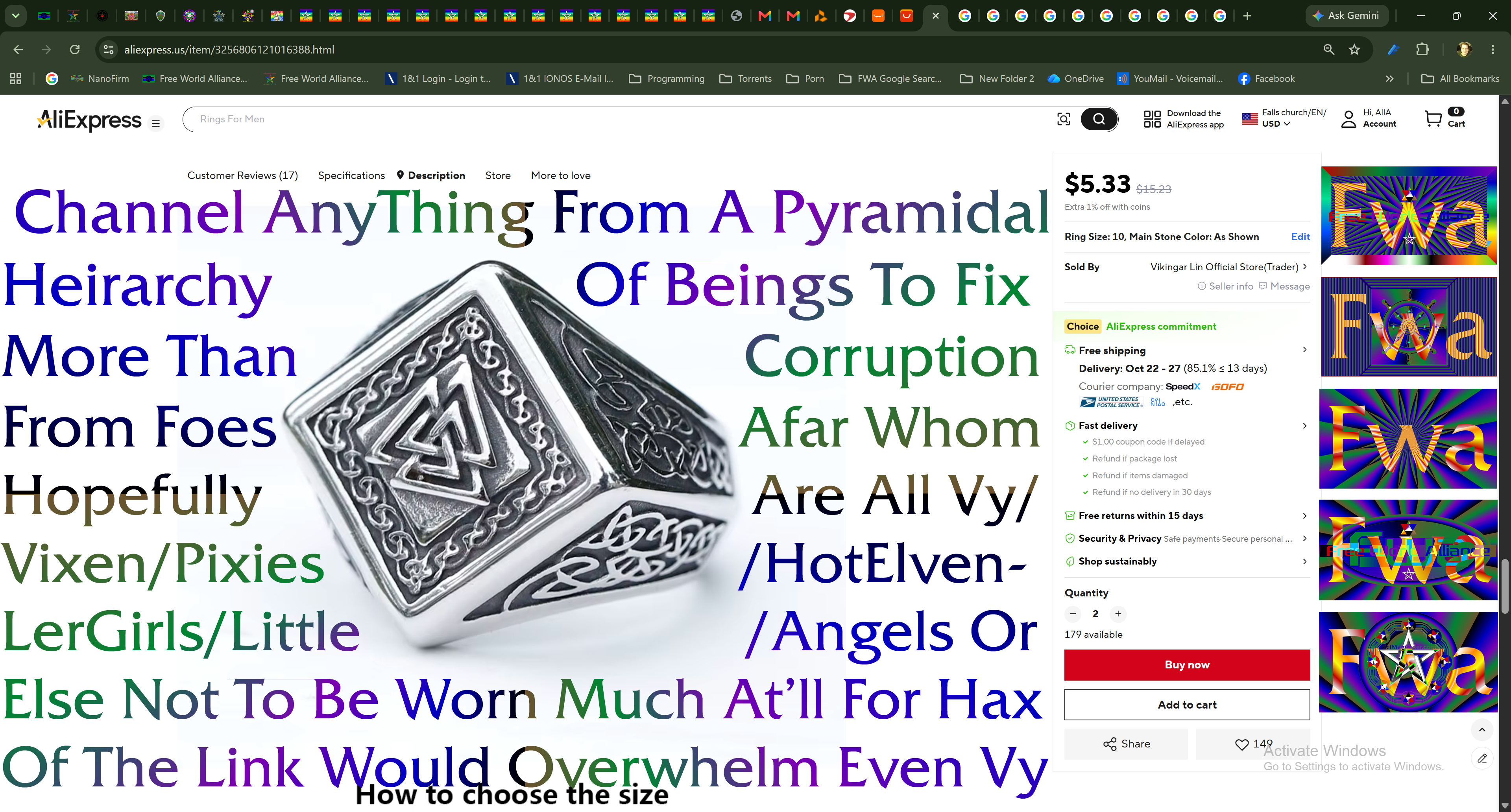 Grand Valknut Secret Service Channeling Ring